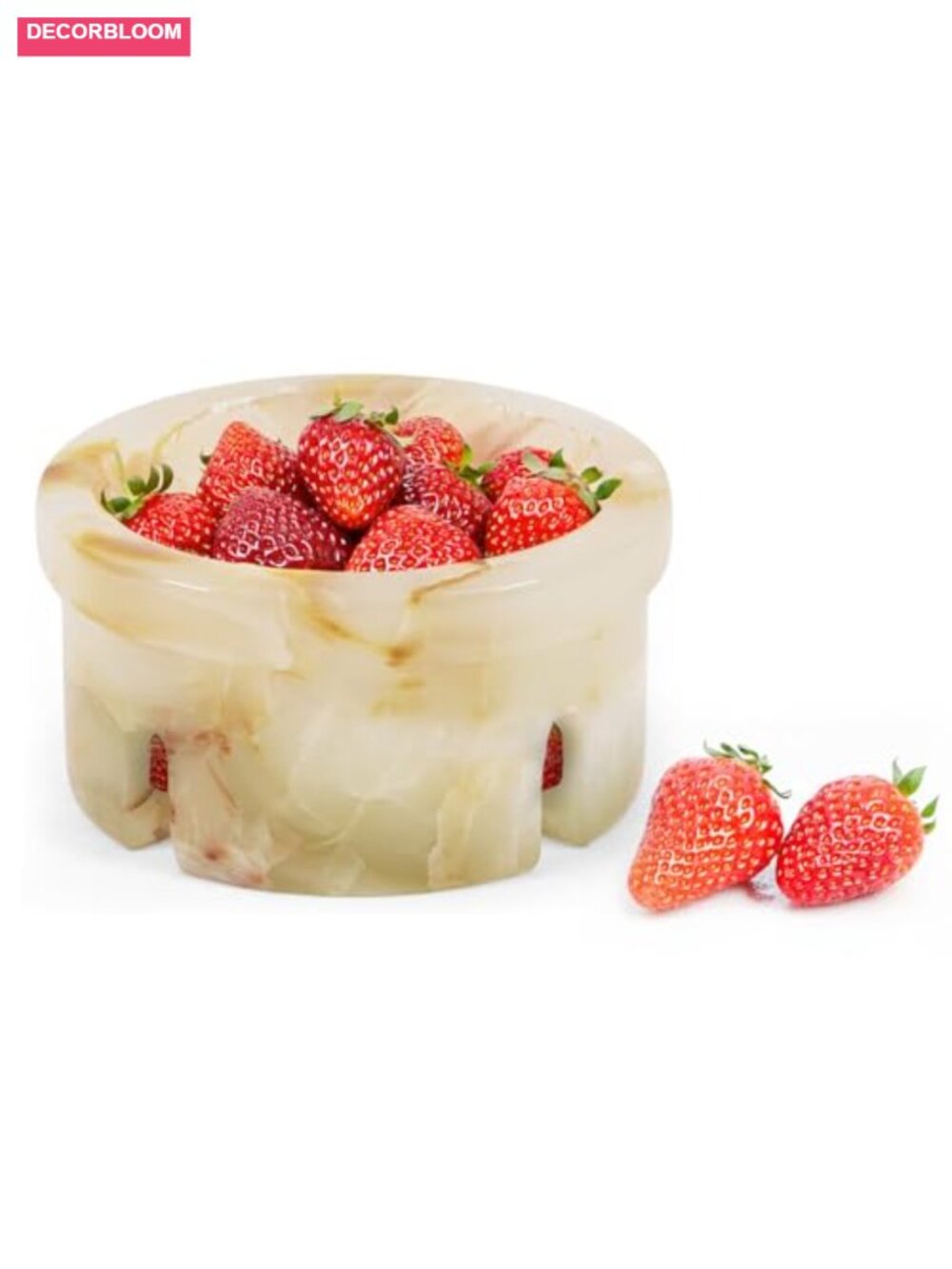 Natural Marble Berry Bowl - 5.5 Inch Round Colander with Drainage Holes, Fruit